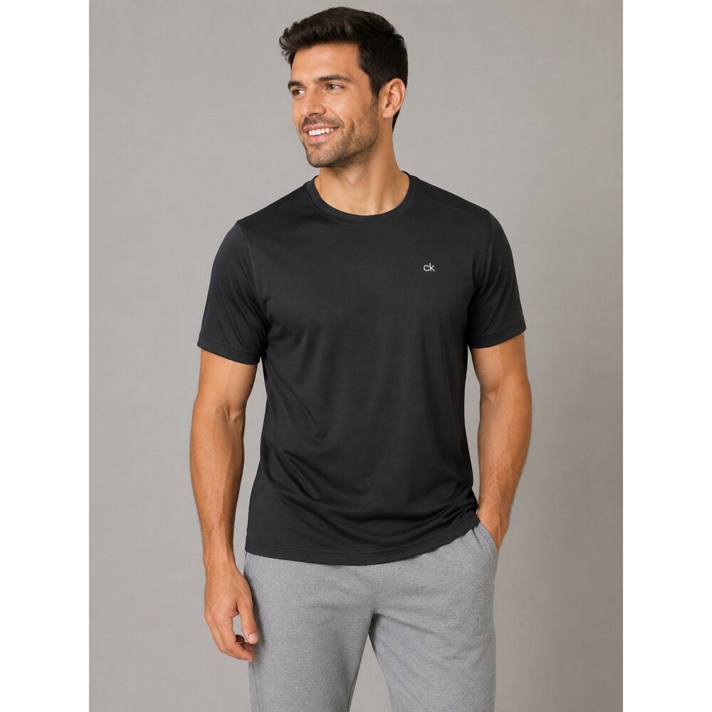 Calvin Klein Men’s Black Swim Shirt Rash Guard UPF 40+ Logo Tee Size L